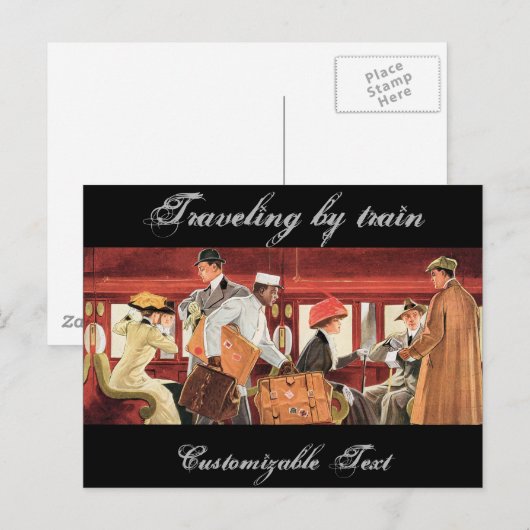 Vintage-reis per trein briefkaart (Voorkant / Achterkant)