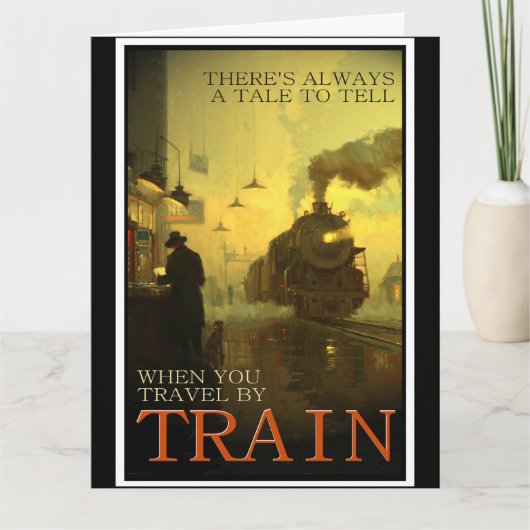 Vintage-reis per trein kaart (Voorkant)