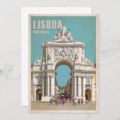 Vintage reis poster. Lissabon, Augusta straat boog Bedankkaart (Voorkant / Achterkant)