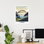 Vintage reis poster van de haven van Sydney (Thuiskantoor)