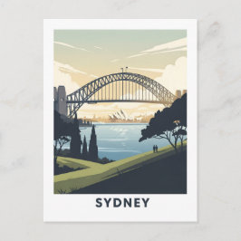 Vintage reis poster van de haven van Sydney Briefkaart