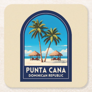 Vintage Reis Punta Cana Dominicaanse Republiek Ret Kartonnen Onderzetters