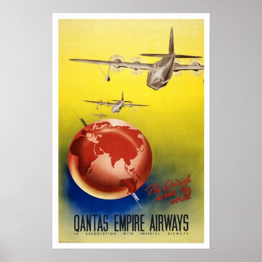Vintage-reis, Quantas-Empire Airways Poster (Voorkant)