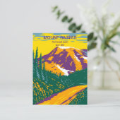 vintage reis retro Mount Rainier nationaal park Briefkaart (Staand voorkant)