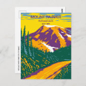 vintage reis retro Mount Rainier nationaal park Briefkaart (Voorkant / Achterkant)