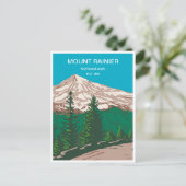 vintage reis retro Mount Rainier nationaal park Briefkaart (Staand voorkant)