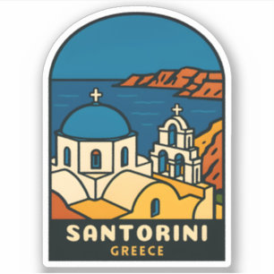 Vintage Reis Santorini Griekenland Retro Kust Sticker