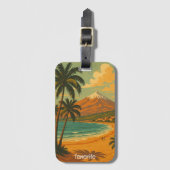 Vintage Reis Tenerife Canarisch Eiland Mount Teide Bagagelabel (Voorkant (verticaal))