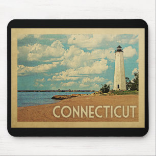 Vintage-reis van Connecticut Lighthouse Muismat
