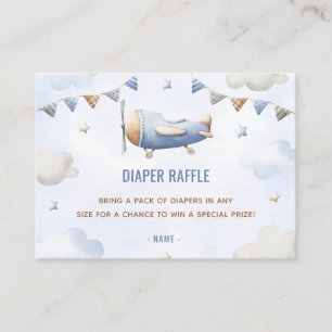 Vintage Reis Vliegtuig Baby shower Luier Raffle Informatiekaartje