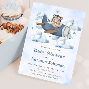 Vintage Reis Vliegtuig Baby shower Party Kaart