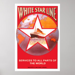 Vintage-reis, White Star Line Poster