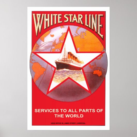 Vintage-reis, White Star Line Poster (Voorkant)