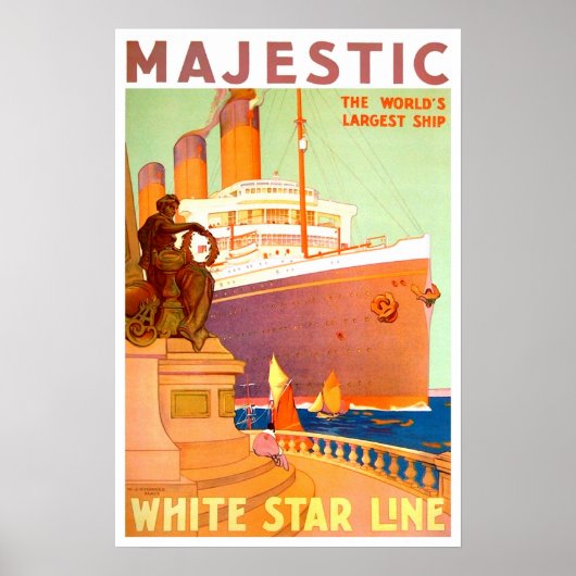 Vintage-reis, White Star Line Poster (Voorkant)