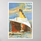 Vintage-reis, White Star Line Poster (Voorkant)