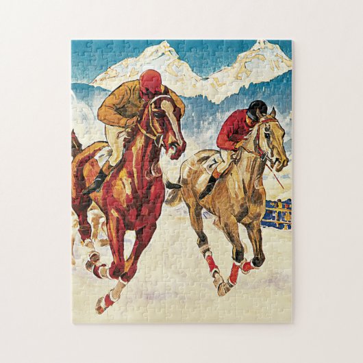 Vintage-reis Zwitserland Horse Races Legpuzzel (Verticaal)