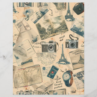 Vintage Reisbestemming Parijs Scrapbook Papier