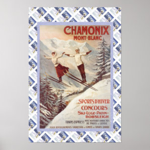 Vintage reisbureau poster Chamonix Mont Blanc