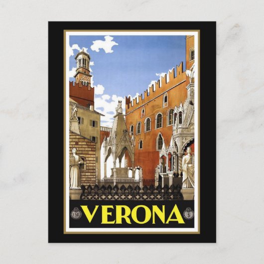 Vintage reisbureau poster, Verona, Italië Briefkaart (Voorkant)