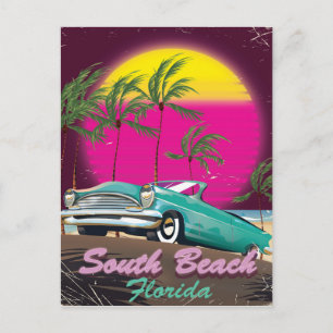 vintage reisdruk South Beach Florida Briefkaart