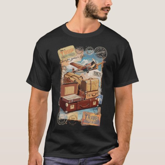 Vintage Reise Flugzeug Shirt (Voorkant)