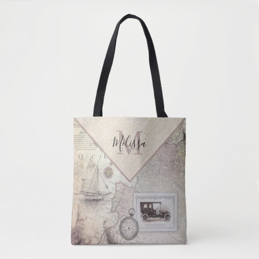 Vintage reisgepersonaliseerde canvas tas (Voorkant)