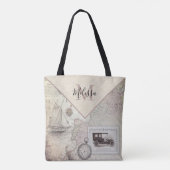 Vintage reisgepersonaliseerde canvas tas (Achterkant)