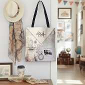 Vintage reisgepersonaliseerde canvas tas