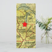 Vintage reiskaart beweegbare rode ster uitnodiging (Staand voorkant)