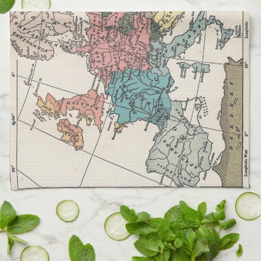 Vintage reiskaart theedoek (Gevouwen)