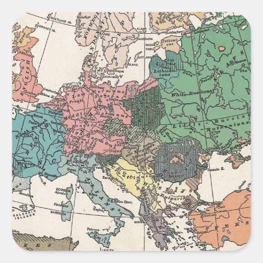 Vintage reiskaart vierkante sticker (Voorkant)