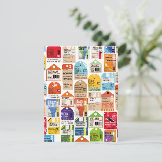 Vintage reiskaartenpatroon. (Staand voorkant)