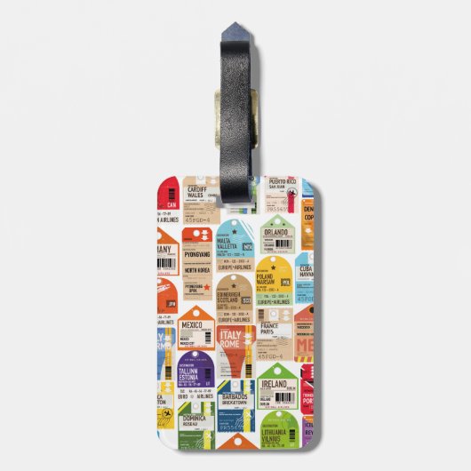 Vintage reiskaartenpatroon. bagagelabel (Achterkant verticaal)