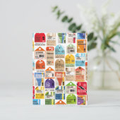 Vintage reiskaartenpatroon. briefkaart (Staand voorkant)