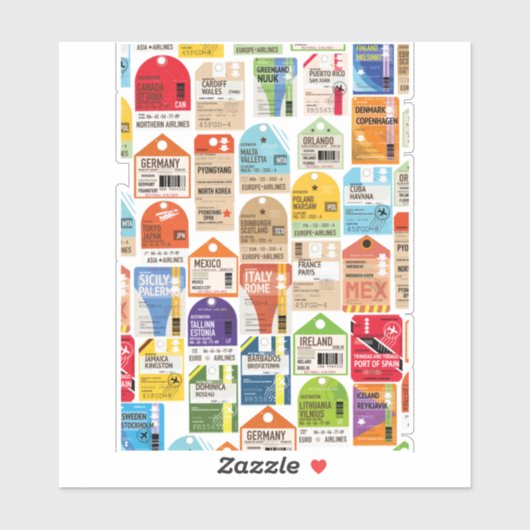 Vintage reiskaartenpatroon. sticker (Vel)