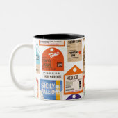 Vintage reiskaartenpatroon. tweekleurige koffiemok (Links)