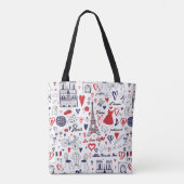 Vintage: Reislijnpatroon Tote Bag (Achterkant)