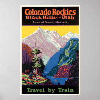 Vintage Reisposter – Colorado Rockies, Zwart Poster