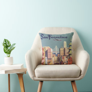 Vintage Reisposter Kunst San Francisco Kabeltreine Kussen