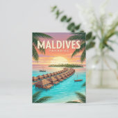 Vintage Reisposter | Malediven Briefkaart (Staand voorkant)