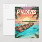 Vintage Reisposter | Malediven Briefkaart (Voorkant / Achterkant)