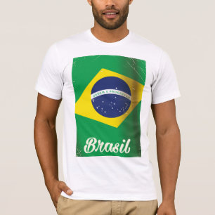 Vintage reisposter met de nationale vlag van Brazi T-shirt