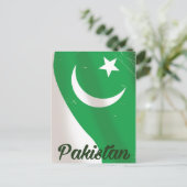 Vintage reisposter met Pakistaanse vlag Briefkaart (Staand voorkant)
