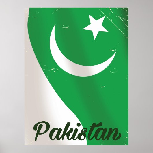 Vintage reisposter met Pakistaanse vlag Poster (Voorkant)