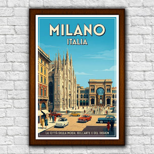 Vintage Reisposter Milaan, Italië jaren '60 Poster