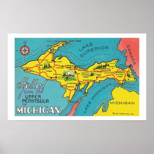 Vintage reisposter op het schiereiland Michigan Poster (Voorkant)