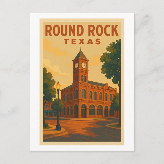 Vintage Reisposter Round Rock Texas Briefkaart (Voorkant)