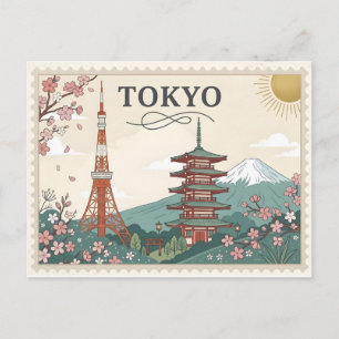 Vintage reisposter Tokio Japan kunst Briefkaart