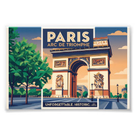 Vintage reisposter van de Arc de Triomphe in Parij Foto Afdruk
