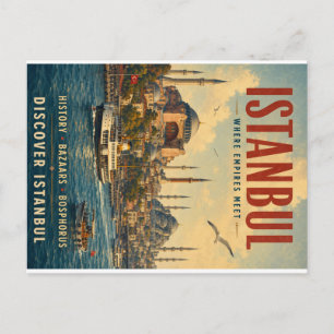 Vintage reisposter van Istanbul met historische ci Feestdagenkaart